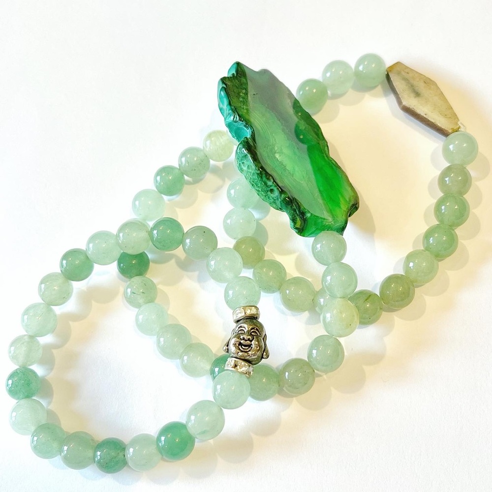 Beaded Stone & Buddha Bracelet Set